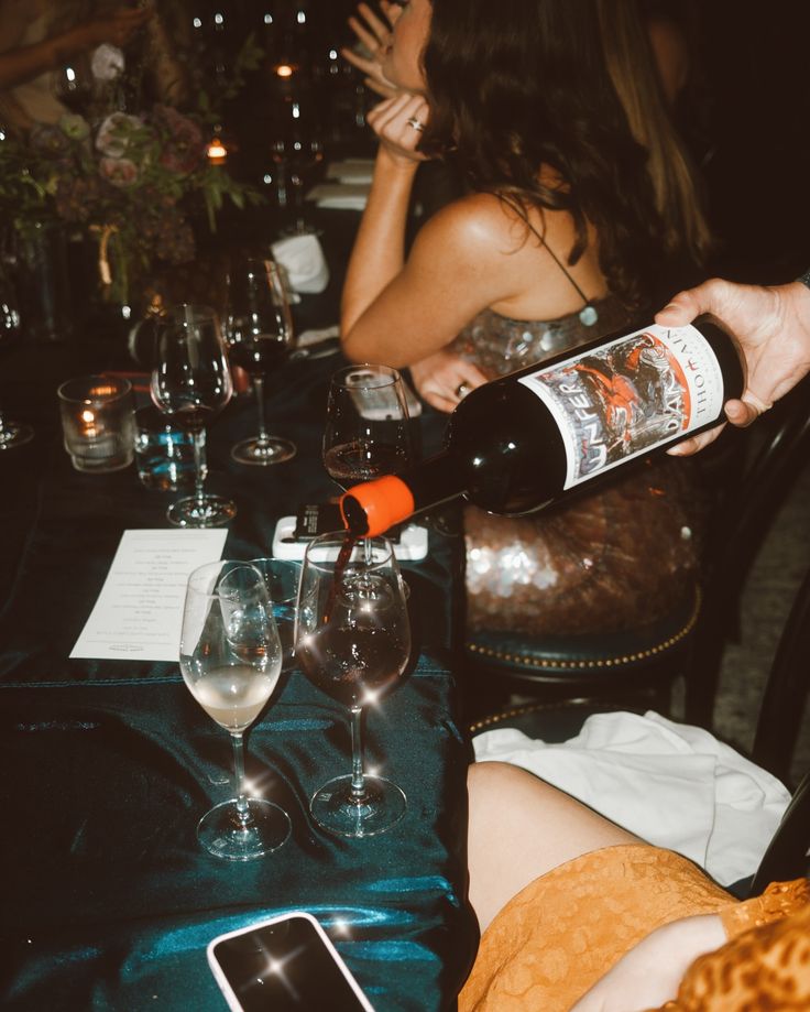 Wine poured at an intimate evening
